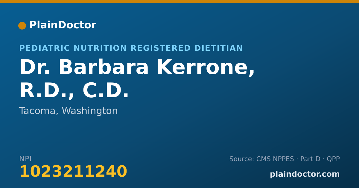 Shareable card for Barbara Kerrone, R.D., C.D. - Pediatric Nutrition Registered Dietitian, Tacoma, WA