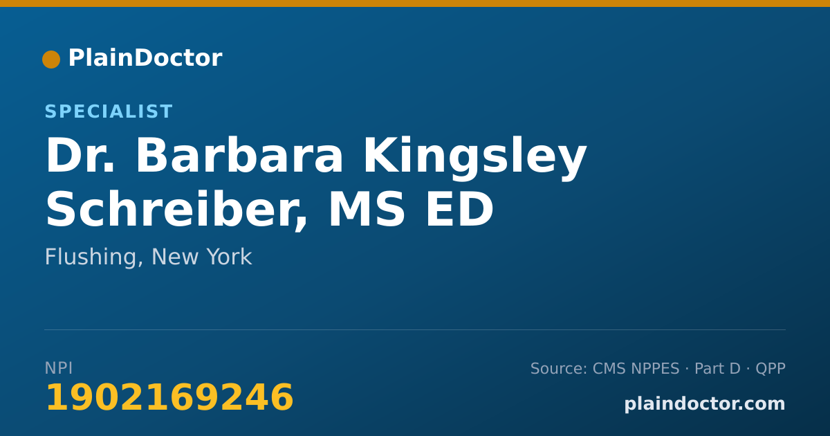 Shareable card for Barbara Kingsley Schreiber, MS ED - Specialist, Flushing, NY