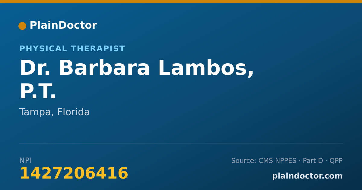 Shareable card for Barbara Lambos, P.T. - Physical Therapist, Tampa, FL