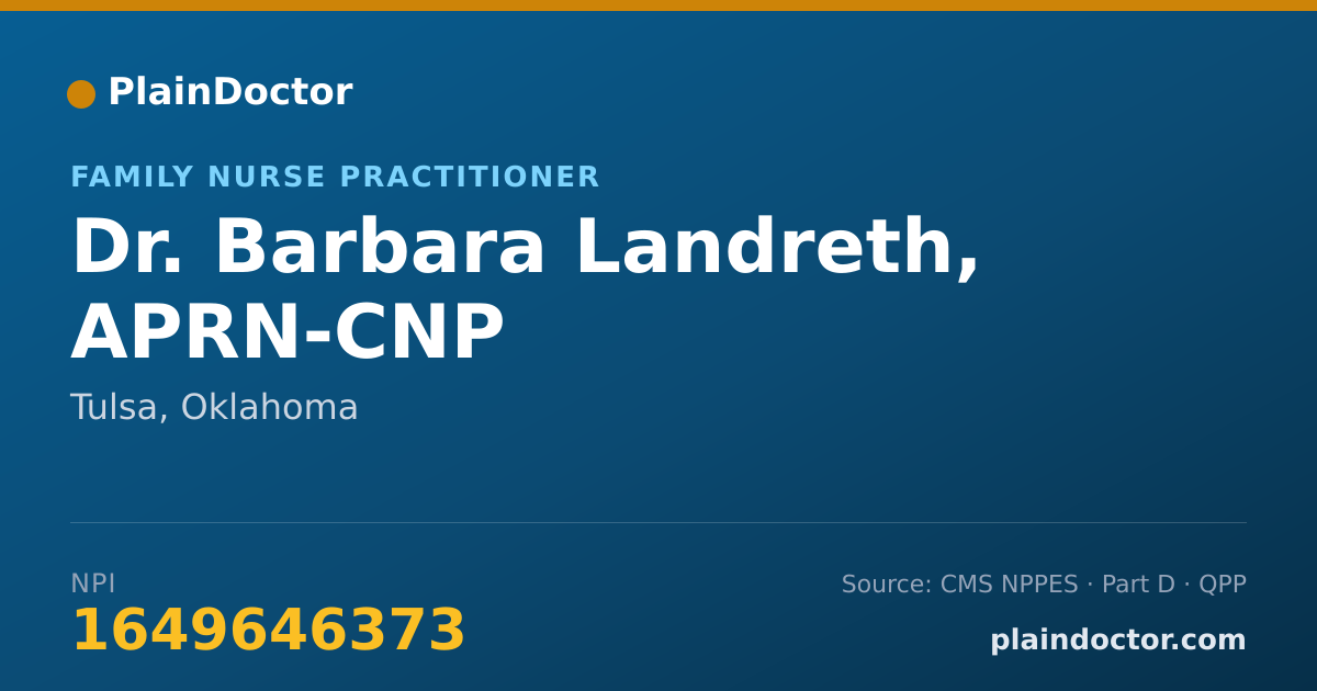 Shareable card for Barbara Landreth, APRN-CNP - Family Nurse Practitioner, Tulsa, OK