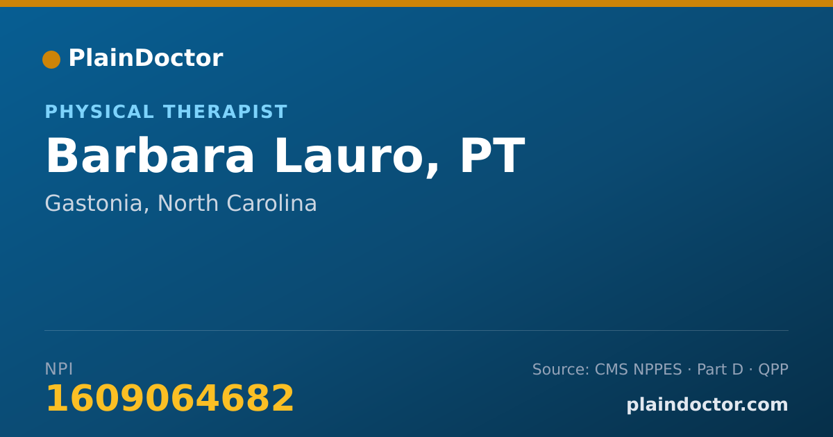 Shareable card for Barbara Lauro, PT - Physical Therapist, Gastonia, NC