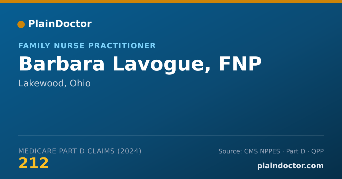 Shareable card for Barbara Lavogue, FNP - Family Nurse Practitioner, Lakewood, OH