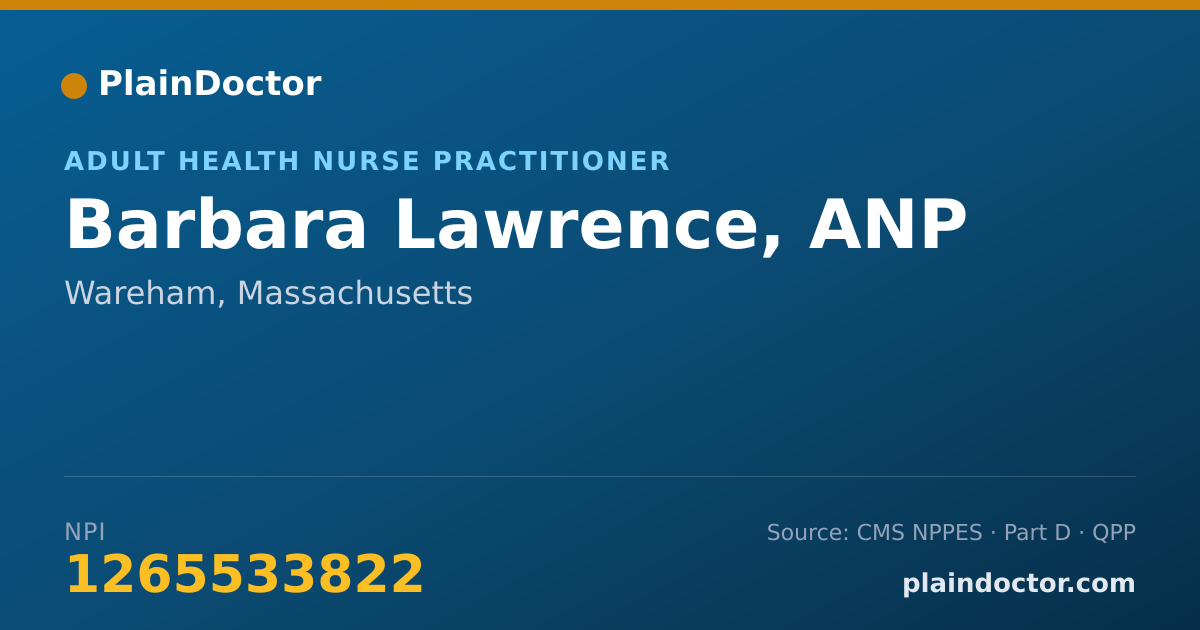 Shareable card for Barbara Lawrence, ANP - Adult Health Nurse Practitioner, Wareham, MA