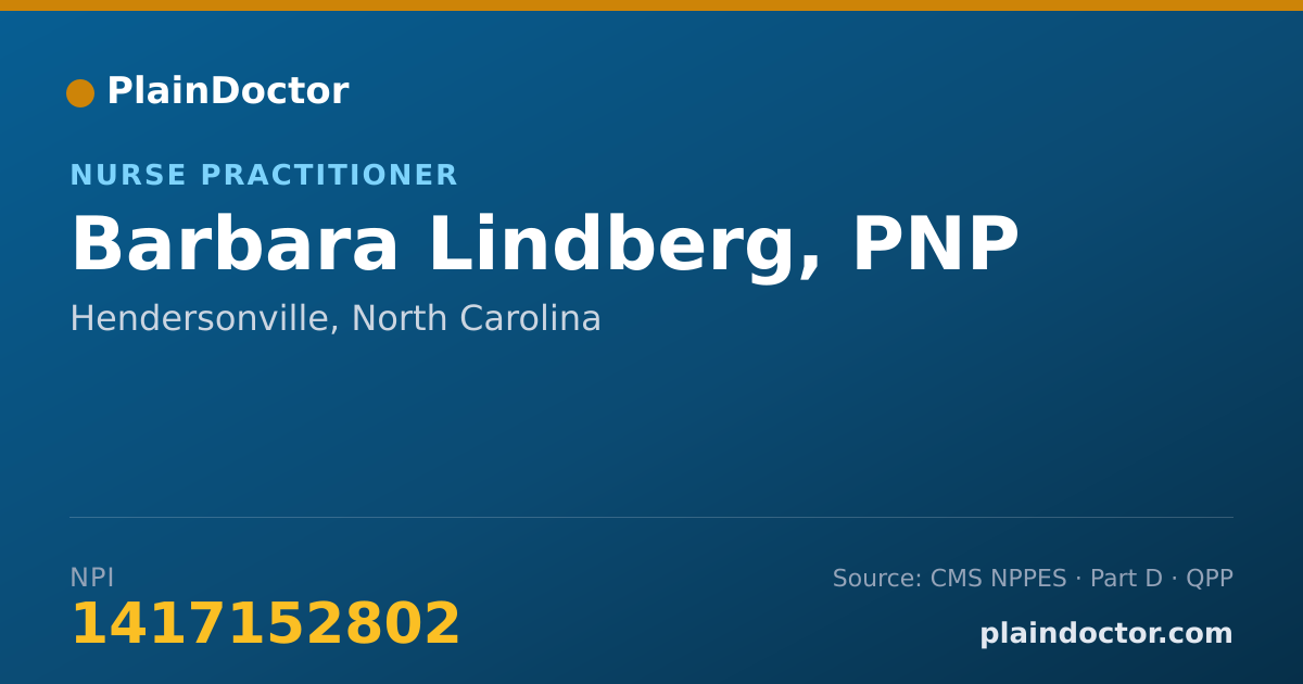 Shareable card for Barbara Lindberg, PNP - Nurse Practitioner, Hendersonville, NC