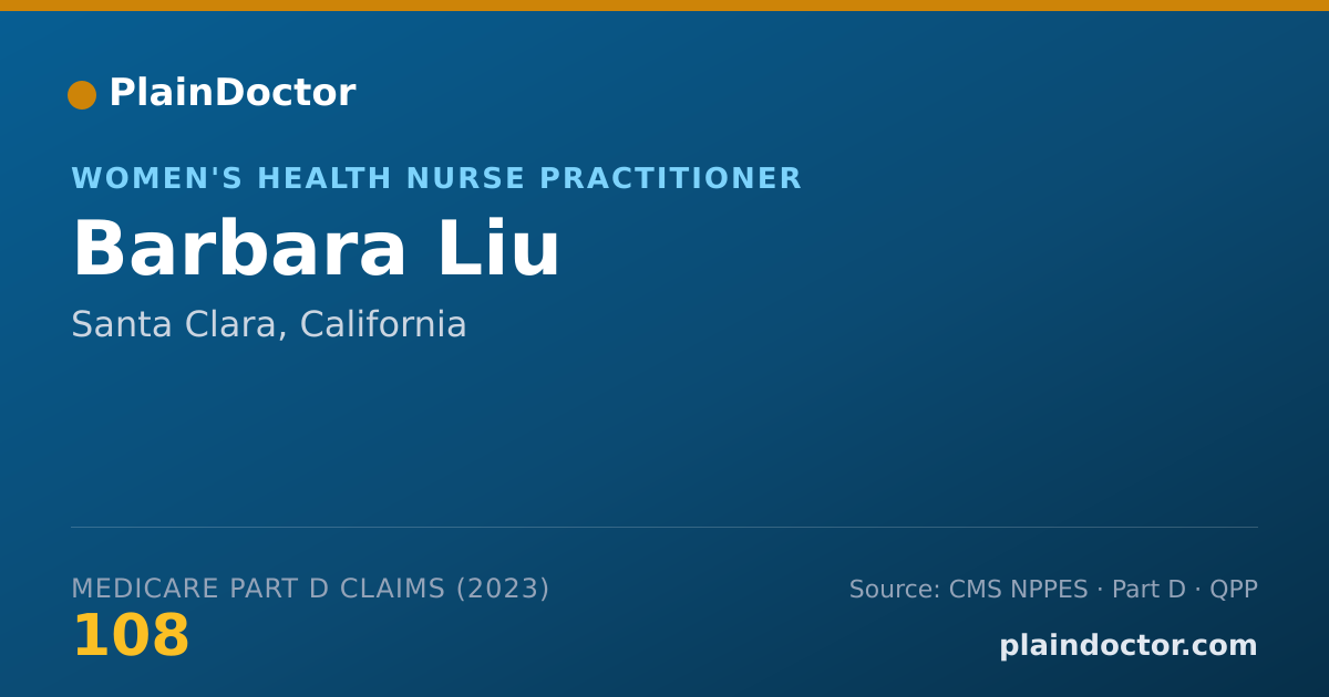 Shareable card for Barbara Liu - Women's Health Nurse Practitioner, Santa Clara, CA