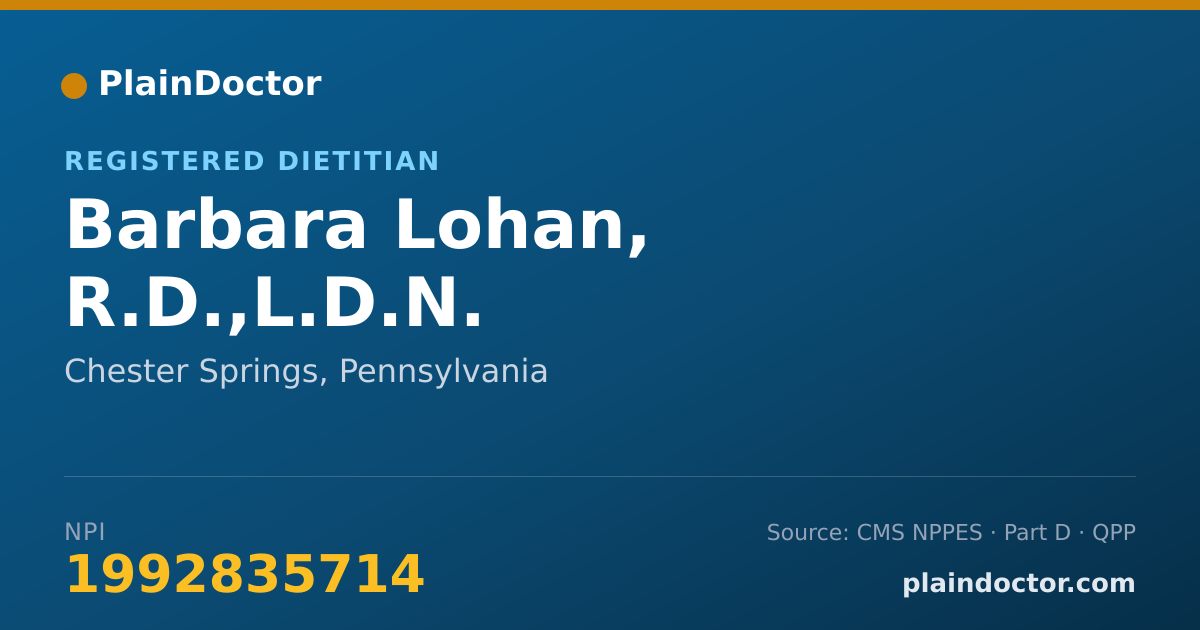Shareable card for Barbara Lohan, R.D.,L.D.N. - Registered Dietitian, Chester Springs, PA