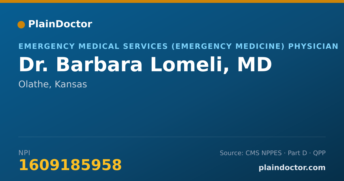 Shareable card for Barbara Lomeli, MD - Emergency Medical Services (Emergency Medicine) Physician, Olathe, KS