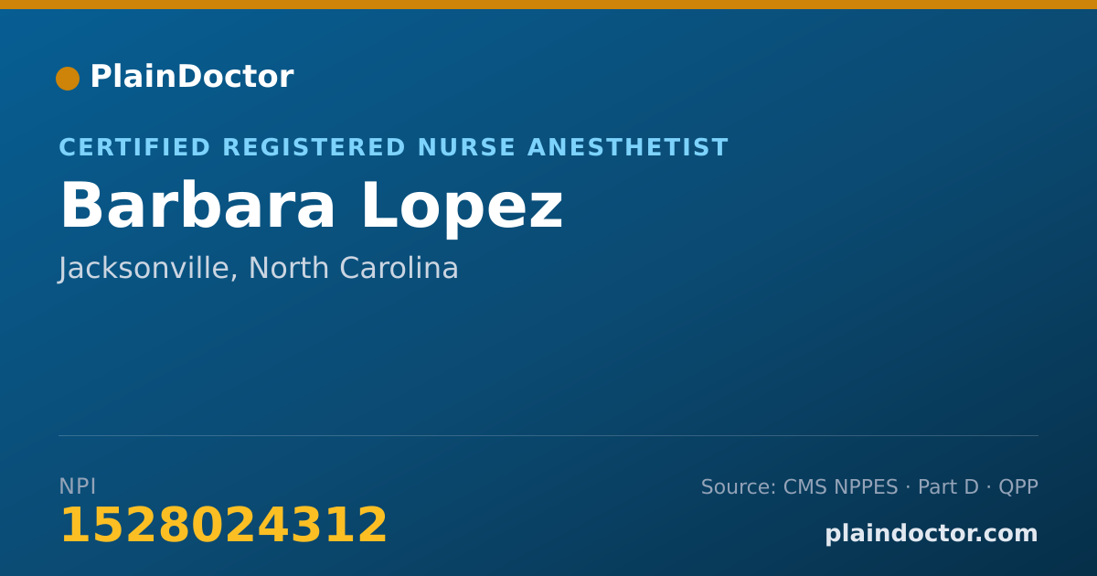 Shareable card for Barbara Lopez - Certified Registered Nurse Anesthetist, Jacksonville, NC
