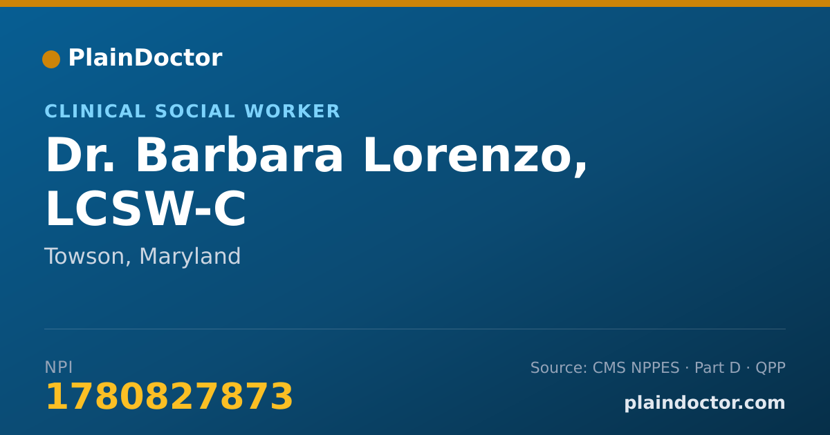Shareable card for Barbara Lorenzo, LCSW-C - Clinical Social Worker, Towson, MD