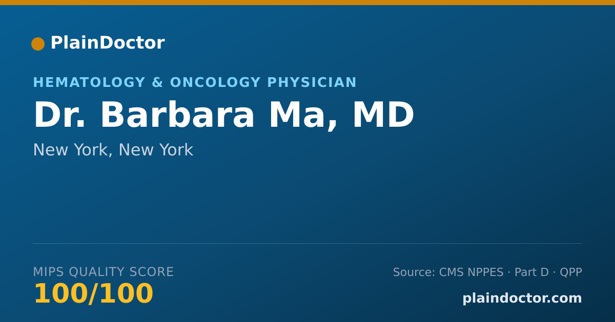 Shareable card for Barbara Ma, MD - Hematology & Oncology Physician, New York, NY
