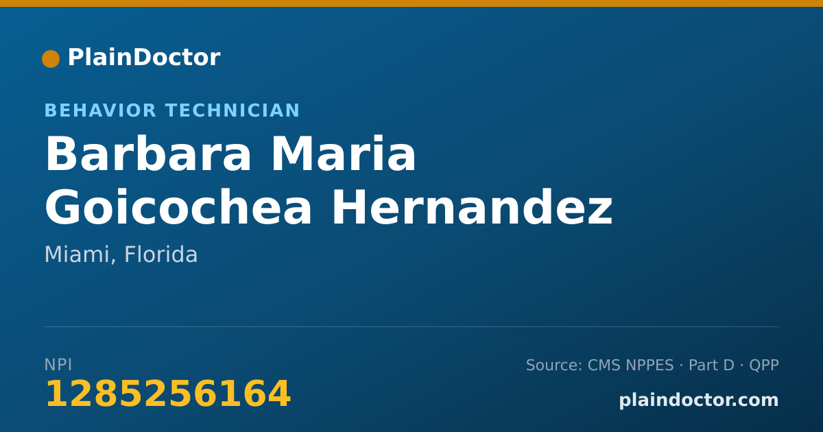 Shareable card for Barbara Maria Goicochea Hernandez - Behavior Technician, Miami, FL