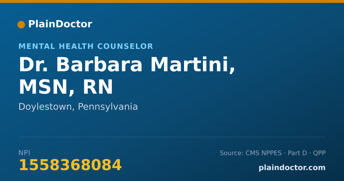Shareable card for Barbara Martini, MSN, RN - Mental Health Counselor, Doylestown, PA