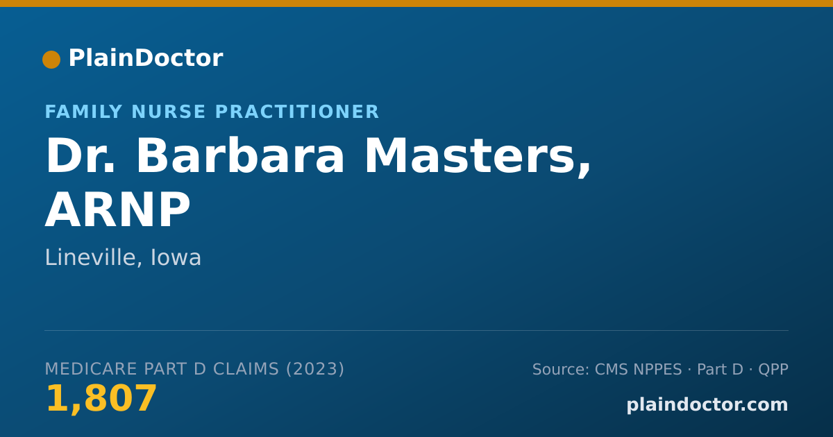 Shareable card for Barbara Masters, ARNP - Family Nurse Practitioner, Lineville, IA