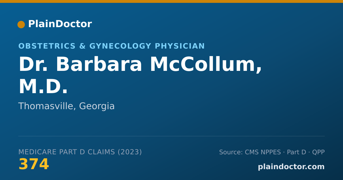 Shareable card for Barbara McCollum, M.D. - Obstetrics & Gynecology Physician, Thomasville, GA
