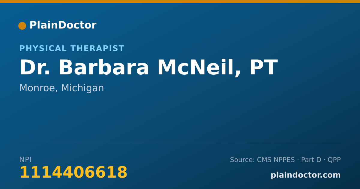 Shareable card for Barbara McNeil, PT - Physical Therapist, Monroe, MI