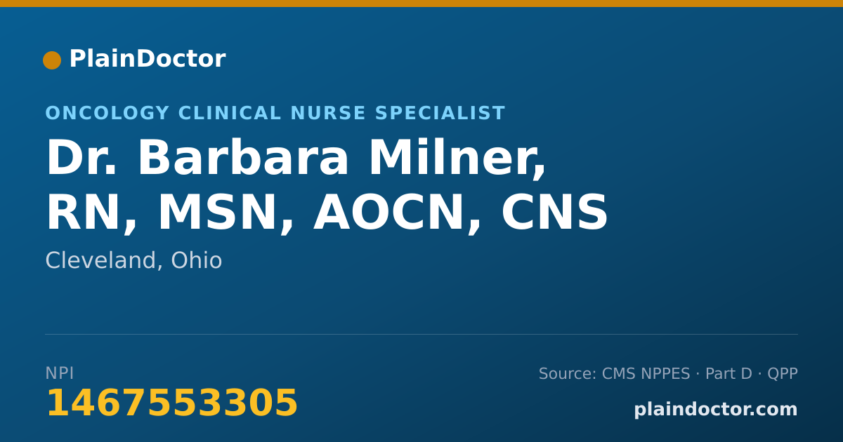 Shareable card for Barbara Milner, RN, MSN, AOCN, CNS - Oncology Clinical Nurse Specialist, Cleveland, OH