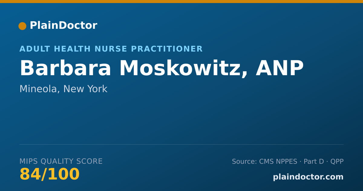 Shareable card for Barbara Moskowitz, ANP - Adult Health Nurse Practitioner, Mineola, NY