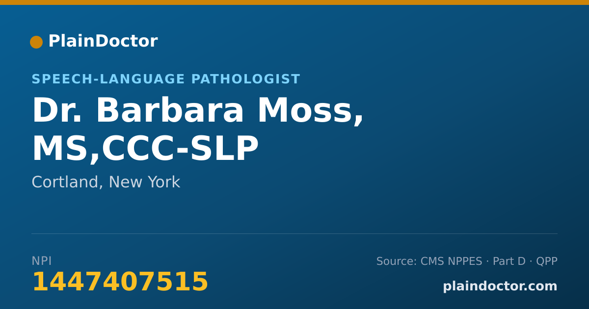 Shareable card for Barbara Moss, MS,CCC-SLP - Speech-Language Pathologist, Cortland, NY