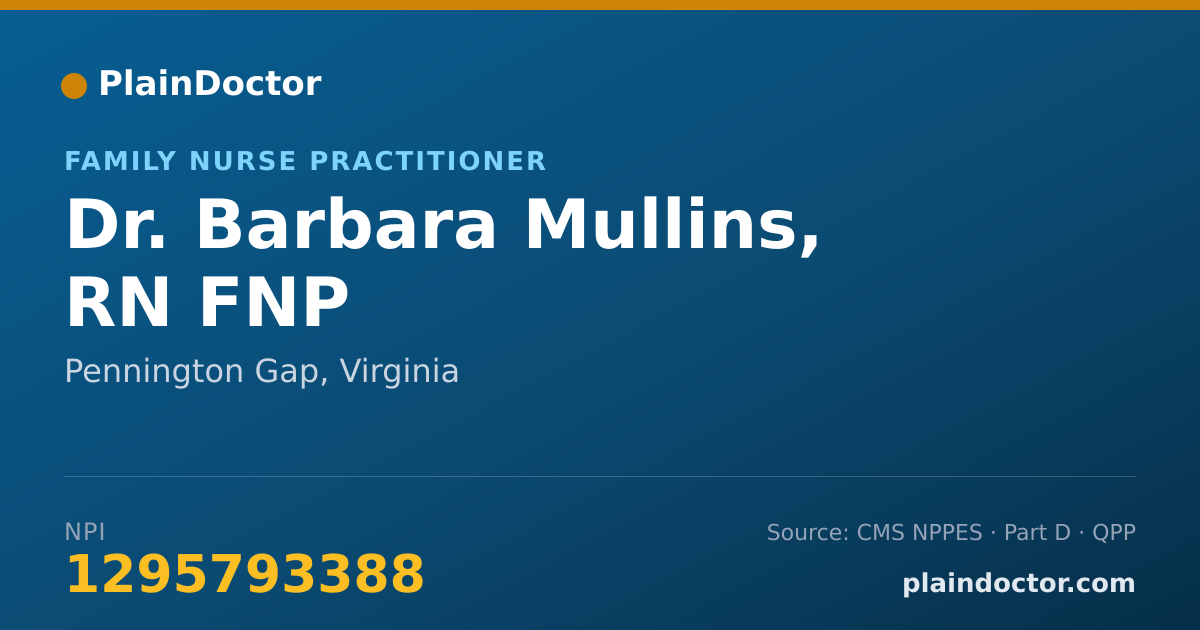 Shareable card for Barbara Mullins, RN FNP - Family Nurse Practitioner, Pennington Gap, VA