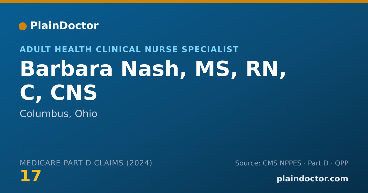 Shareable card for Barbara Nash, MS, RN, C, CNS - Adult Health Clinical Nurse Specialist, Columbus, OH
