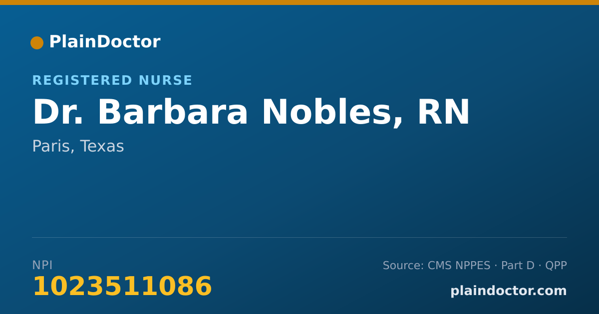 Shareable card for Barbara Nobles, RN - Registered Nurse, Paris, TX