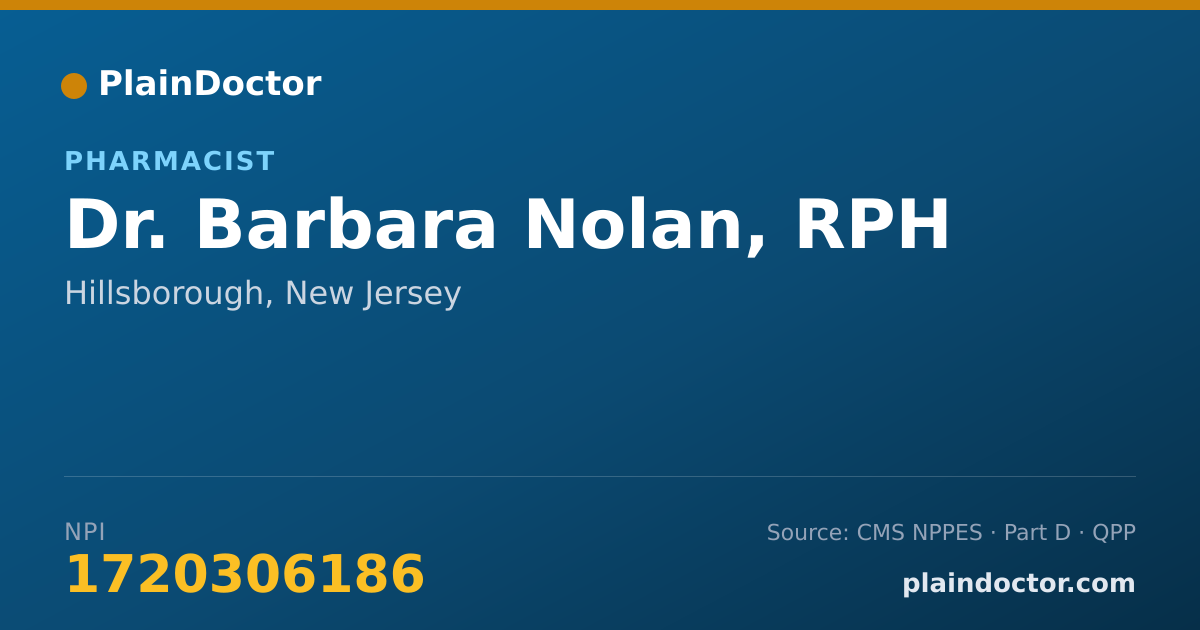 Shareable card for Barbara Nolan, RPH - Pharmacist, Hillsborough, NJ