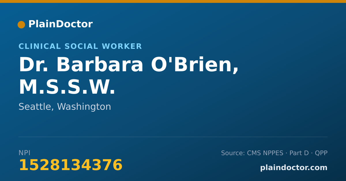 Shareable card for Barbara O'Brien, M.S.S.W. - Clinical Social Worker, Seattle, WA