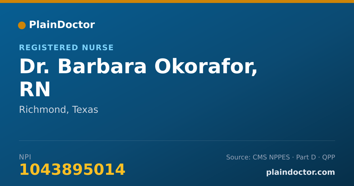 Shareable card for Barbara Okorafor, RN - Registered Nurse, Richmond, TX