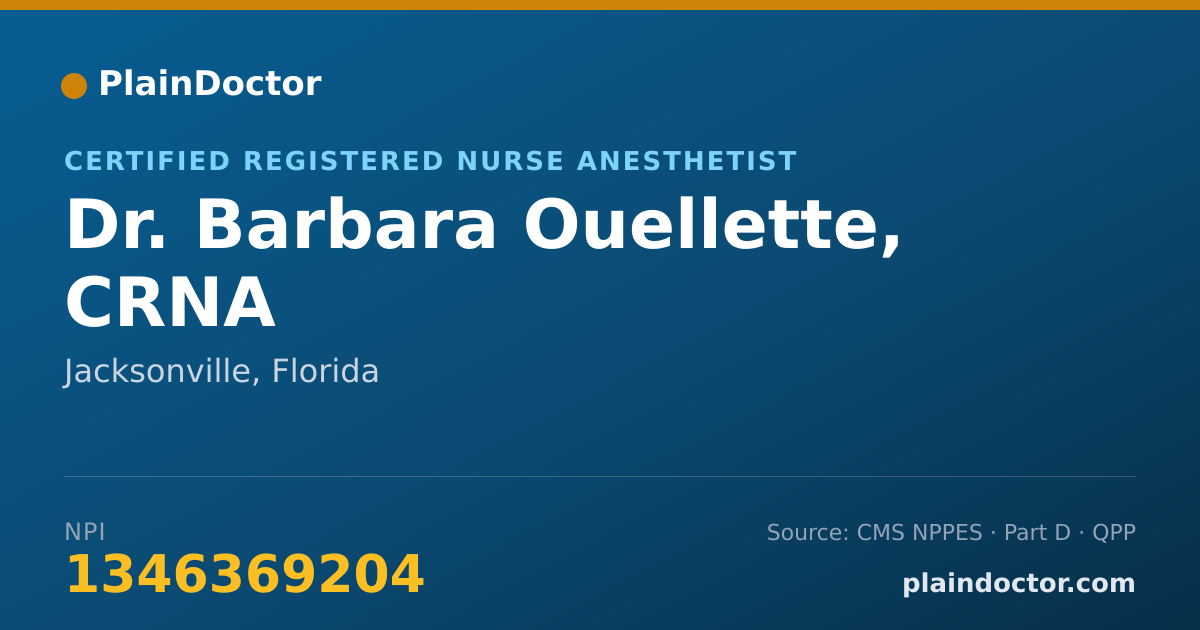 Shareable card for Barbara Ouellette, CRNA - Certified Registered Nurse Anesthetist, Jacksonville, FL