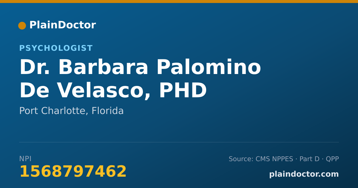 Shareable card for Barbara Palomino De Velasco, PHD - Psychologist, Port Charlotte, FL
