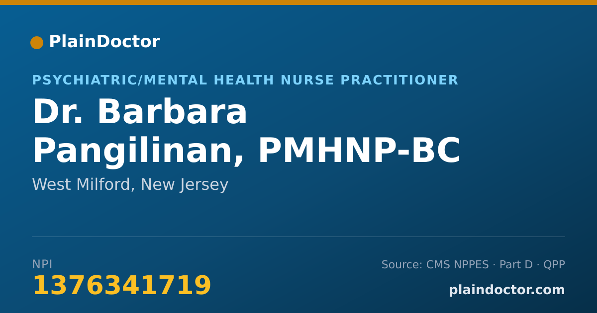 Shareable card for Barbara Pangilinan, PMHNP-BC - Psychiatric/Mental Health Nurse Practitioner, West Milford, NJ
