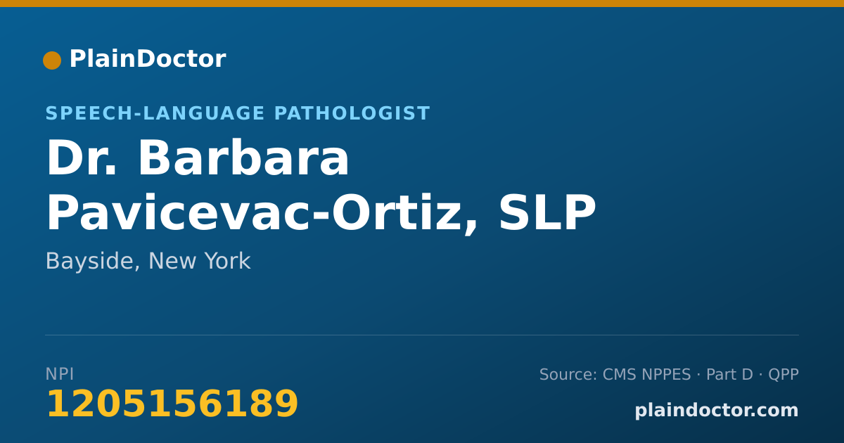 Shareable card for Barbara Pavicevac-Ortiz, SLP - Speech-Language Pathologist, Bayside, NY