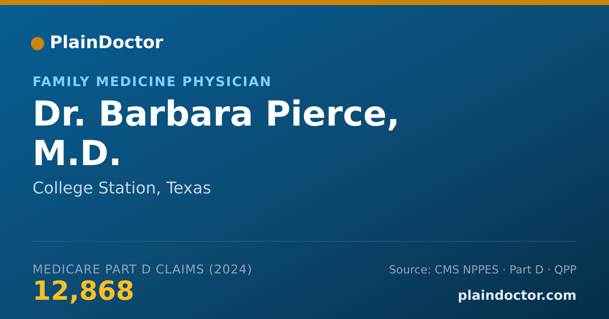 Shareable card for Barbara Pierce, M.D. - Family Medicine Physician, College Station, TX