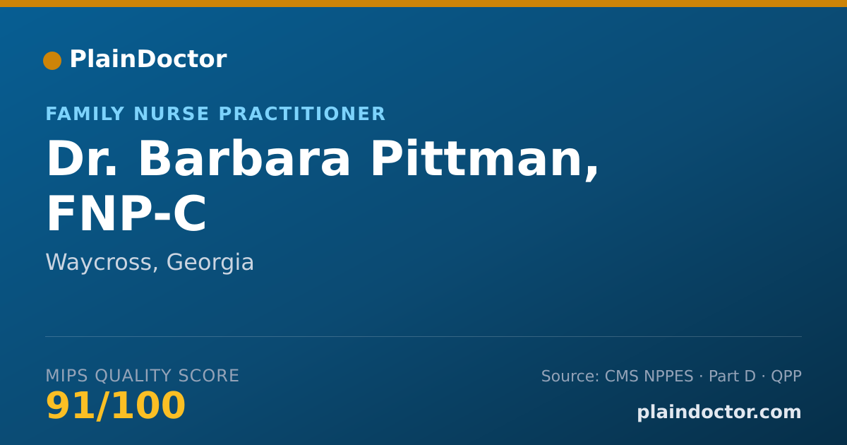 Shareable card for Barbara Pittman, FNP-C - Family Nurse Practitioner, Waycross, GA