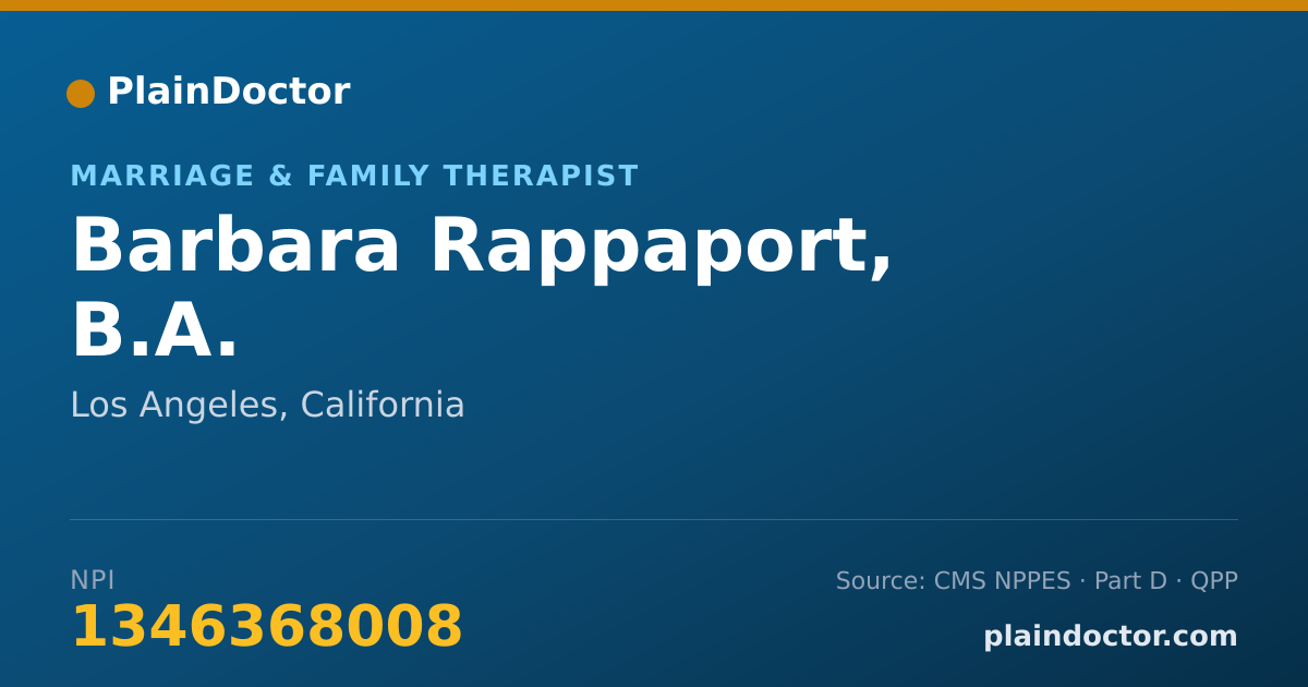 Shareable card for Barbara Rappaport, B.A. - Marriage & Family Therapist, Los Angeles, CA