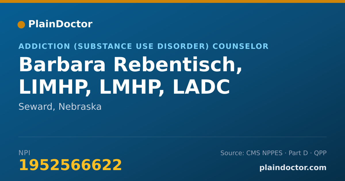 Shareable card for Barbara Rebentisch, LIMHP, LMHP, LADC - Addiction (Substance Use Disorder) Counselor, Seward, NE