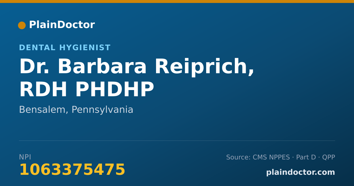 Shareable card for Barbara Reiprich, RDH PHDHP - Dental Hygienist, Bensalem, PA