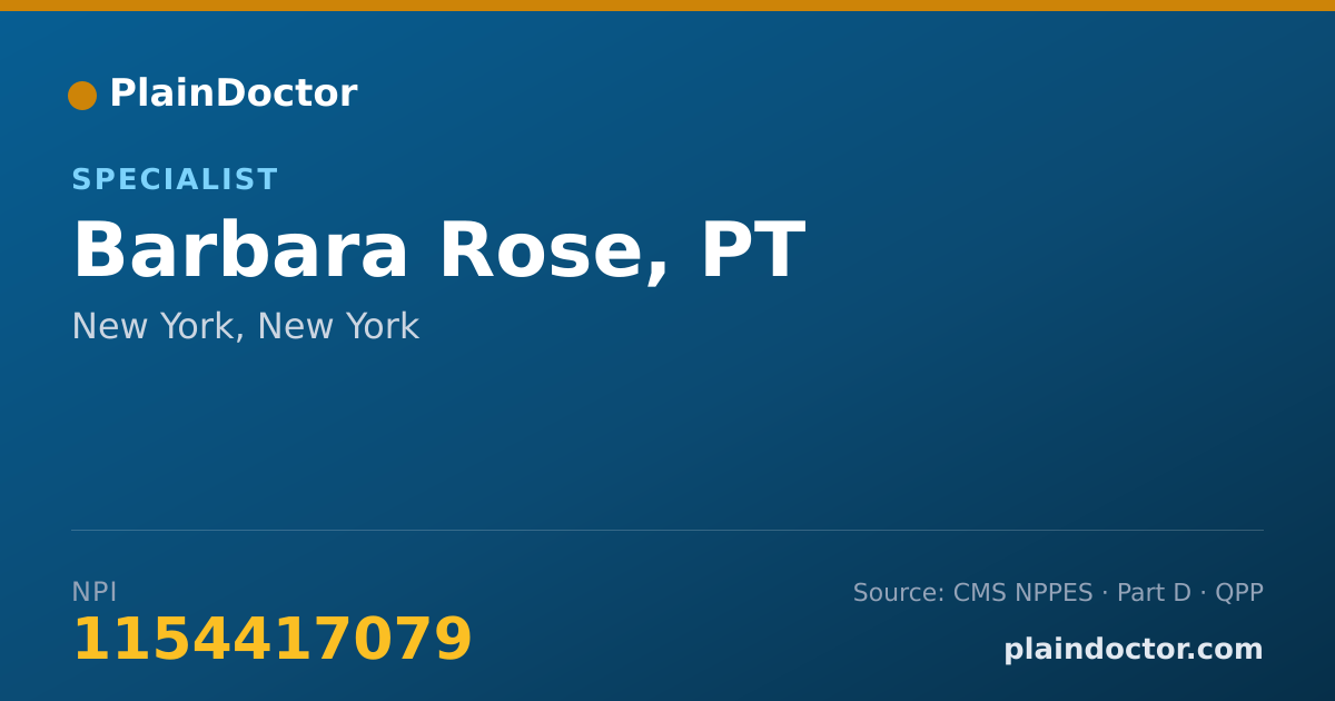 Shareable card for Barbara Rose, PT - Specialist, New York, NY
