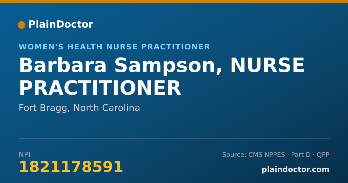 Shareable card for Barbara Sampson, NURSE PRACTITIONER - Women's Health Nurse Practitioner, Fort Bragg, NC