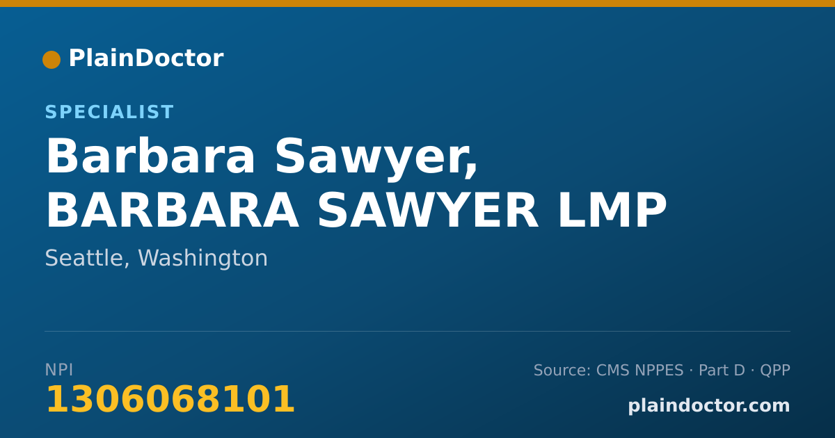 Shareable card for Barbara Sawyer, BARBARA SAWYER LMP - Specialist, Seattle, WA
