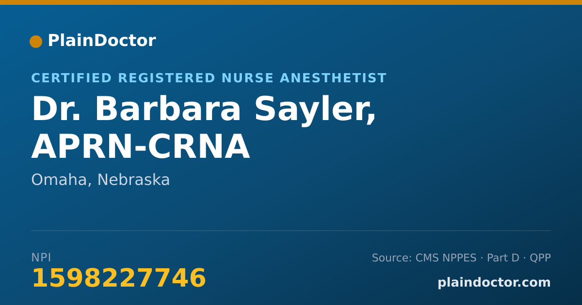 Shareable card for Barbara Sayler, APRN-CRNA - Certified Registered Nurse Anesthetist, Omaha, NE