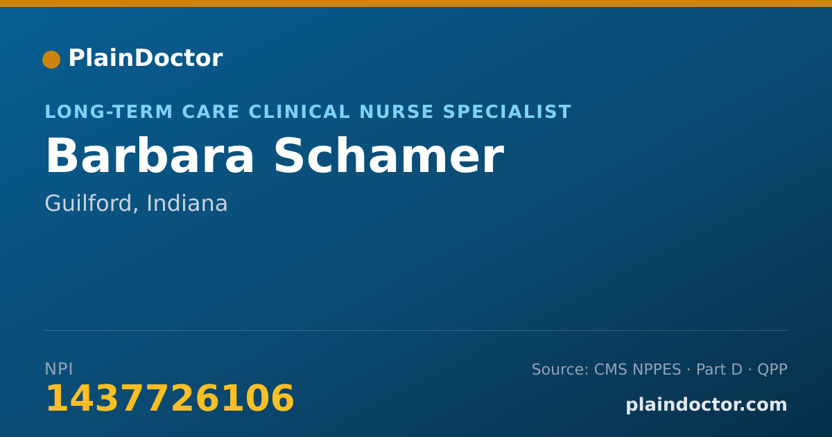 Shareable card for Barbara Schamer - Long-Term Care Clinical Nurse Specialist, Guilford, IN