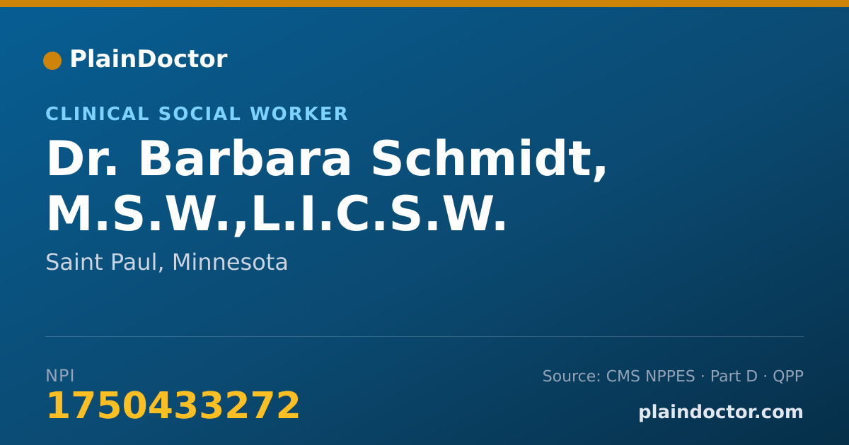 Shareable card for Barbara Schmidt, M.S.W.,L.I.C.S.W. - Clinical Social Worker, Saint Paul, MN