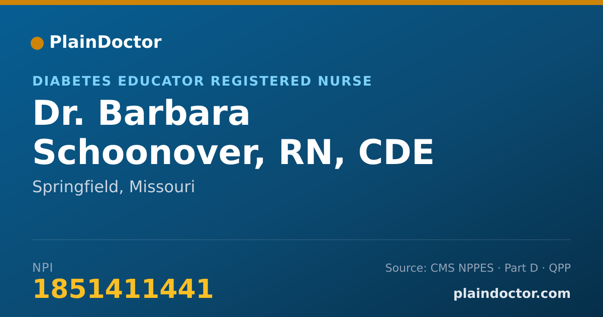 Shareable card for Barbara Schoonover, RN, CDE - Diabetes Educator Registered Nurse, Springfield, MO