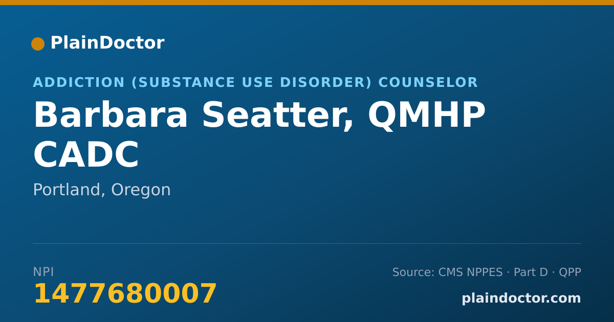 Shareable card for Barbara Seatter, QMHP CADC - Addiction (Substance Use Disorder) Counselor, Portland, OR