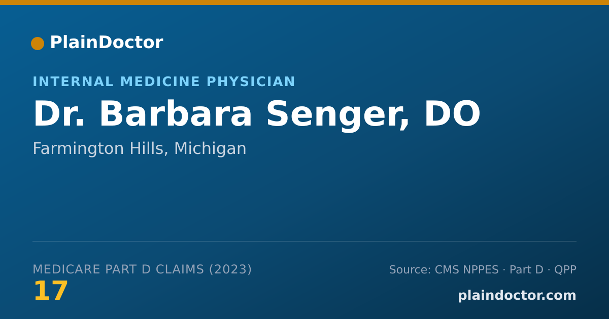 Shareable card for Barbara Senger, DO - Internal Medicine Physician, Farmington Hills, MI
