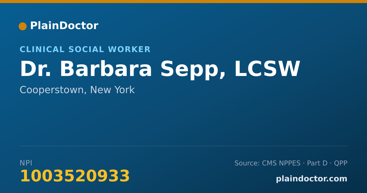 Shareable card for Barbara Sepp, LCSW - Clinical Social Worker, Cooperstown, NY