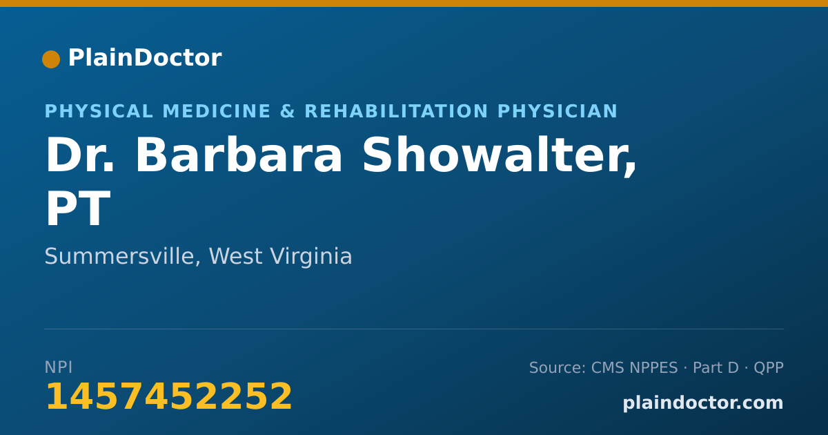 Shareable card for Barbara Showalter, PT - Physical Medicine & Rehabilitation Physician, Summersville, WV