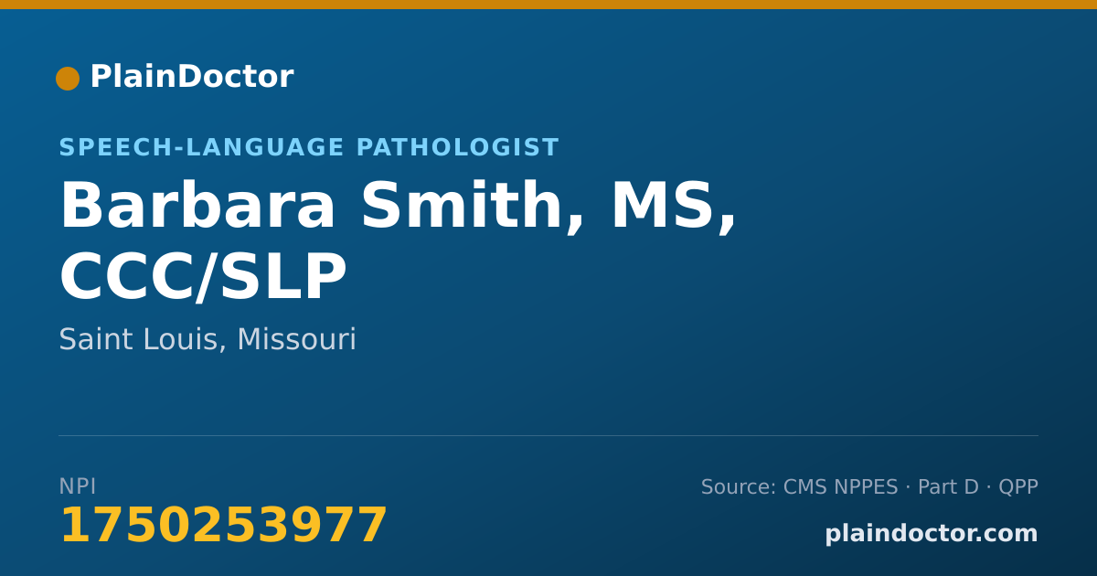 Shareable card for Barbara Smith, MS, CCC/SLP - Speech-Language Pathologist, Saint Louis, MO