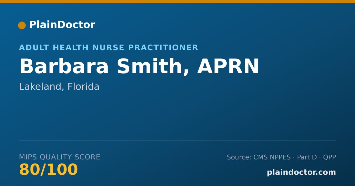 Shareable card for Barbara Smith, APRN - Adult Health Nurse Practitioner, Lakeland, FL